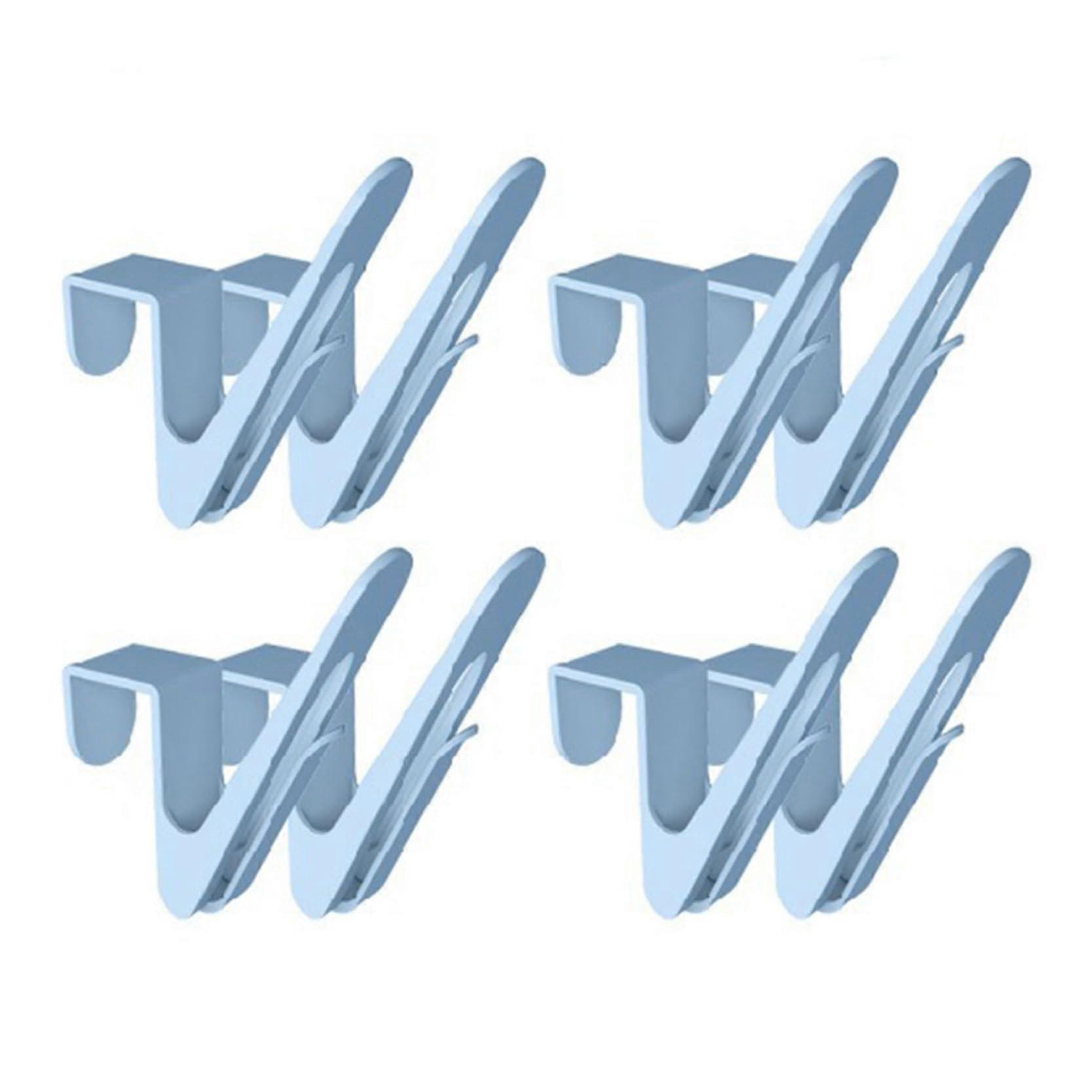 Plastic Shoe Hanger Drying Rack Set of 4 for Slippers Sandals Balcony Rail Mount Blue