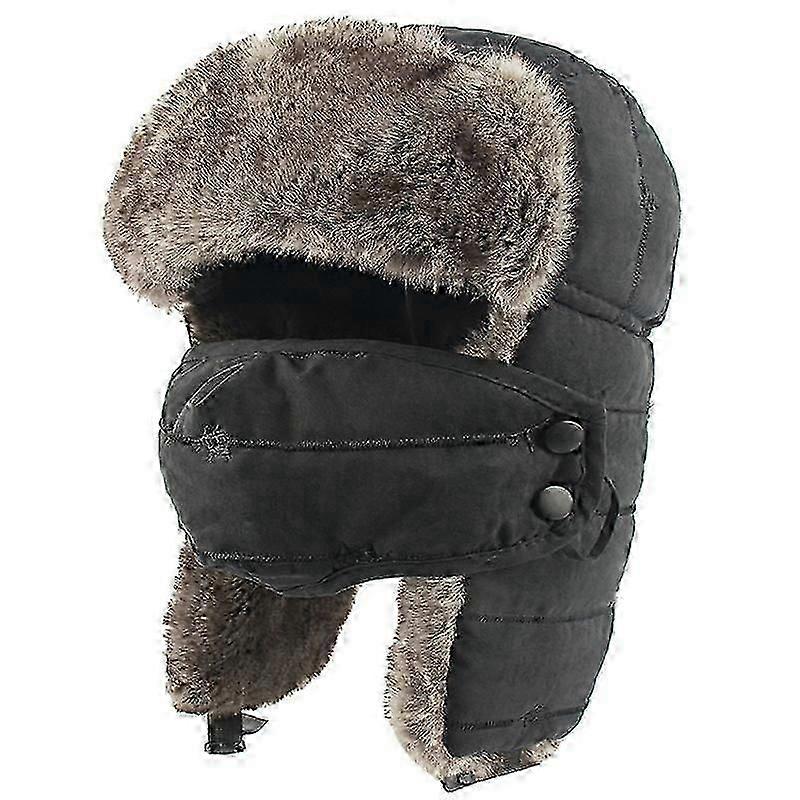 Winter Warm Kitten Embroidered Windproof Mask Ear Guard Cap (black)