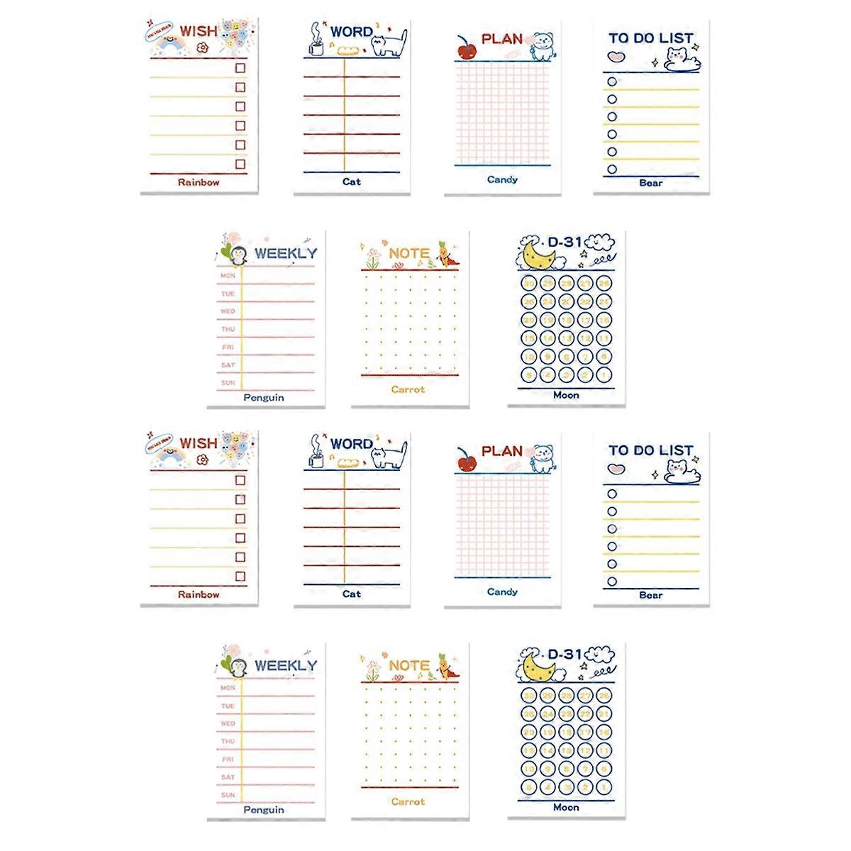 14Pack to Do List Notepad Cute 9X6 to Do List Planner Sticky Notes Daily Lined Sticky Notes for Work Planner, 600 Sheets