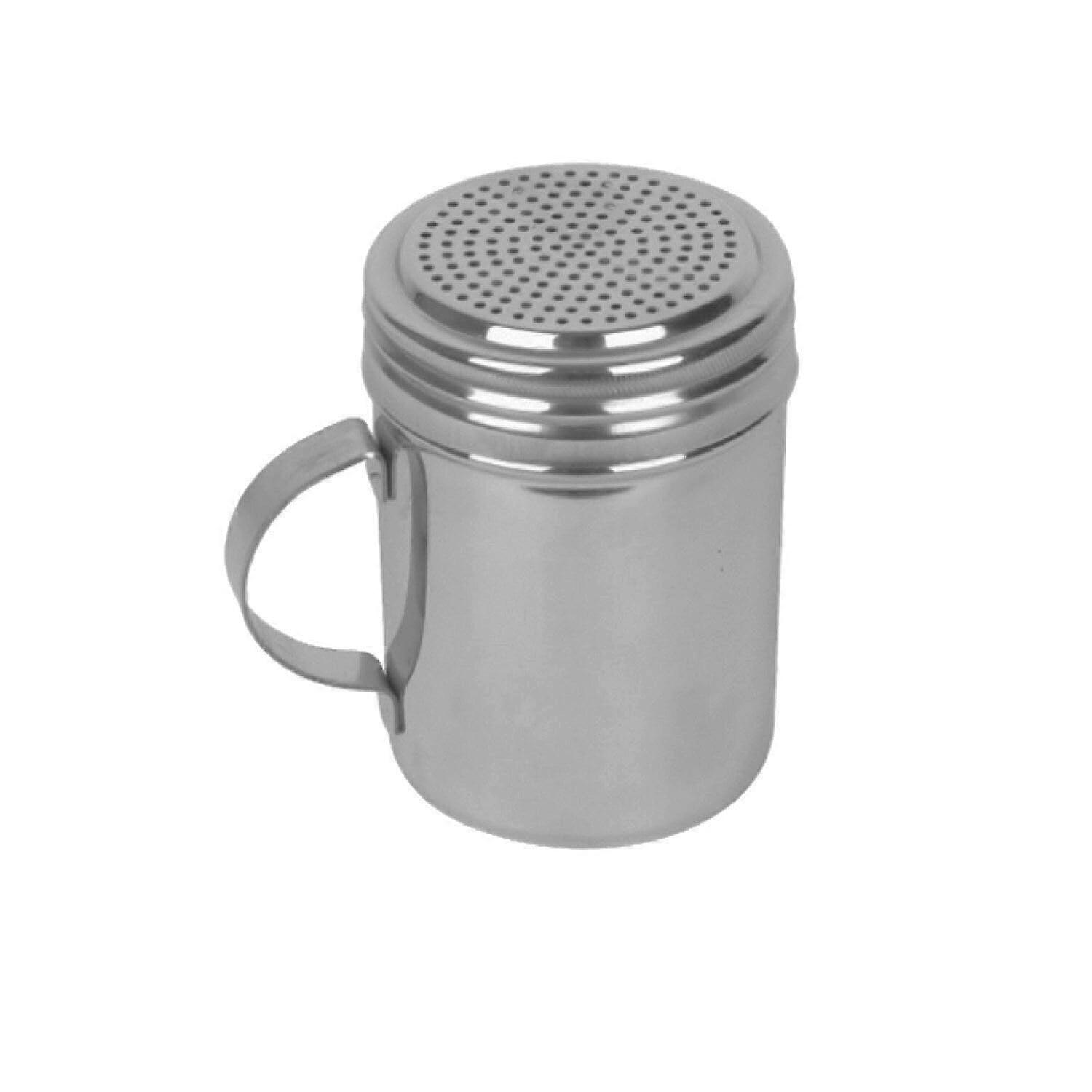 Set of 2 Stainless Steel 10oz Dredge Shakers with Handle for Precise Seasoning Control