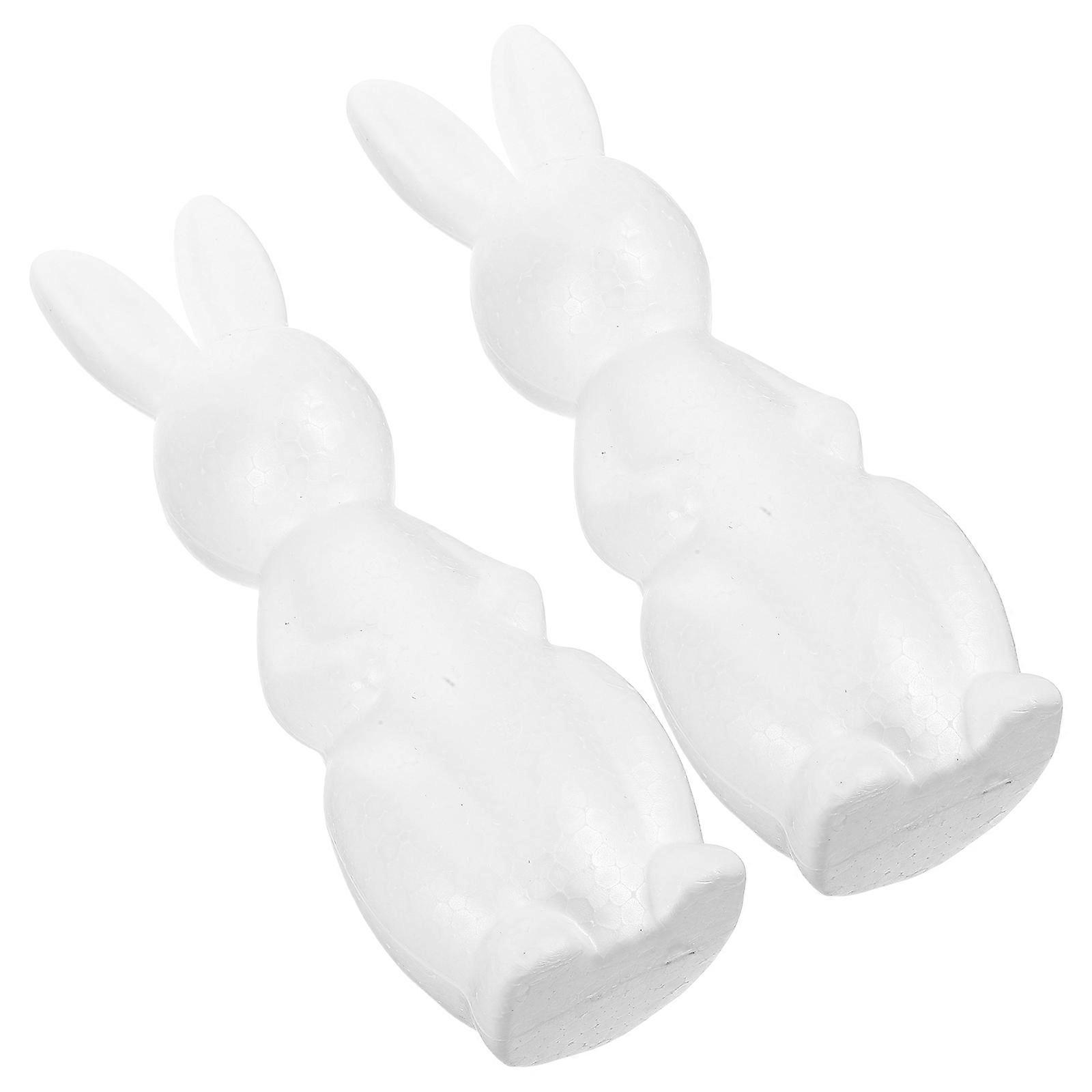 Foam Rabbit Model for Craft 2Pcs White Polystyrene Bunny Shapes for Painting