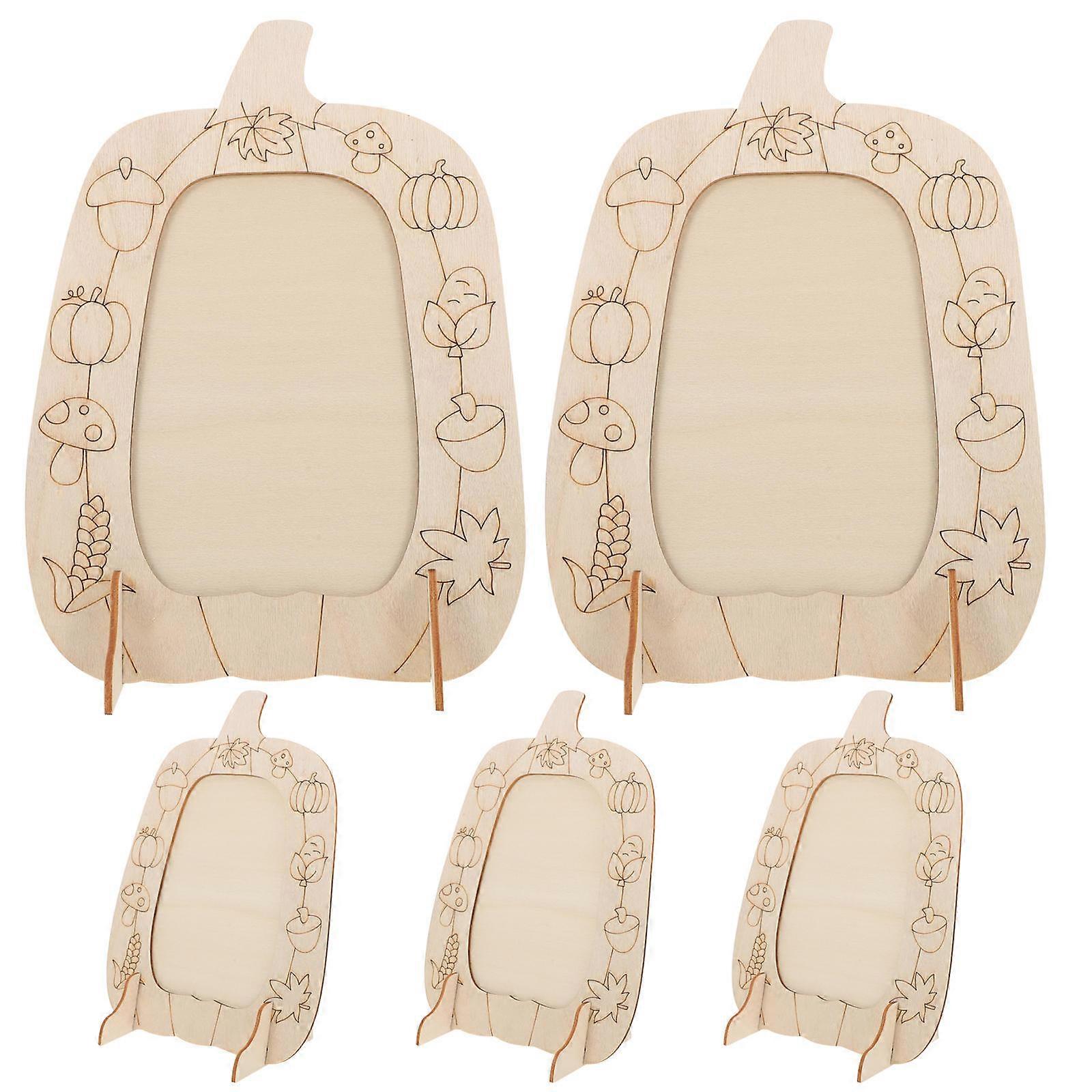 Fall Classroom Decorations Unfinished Wood Pumpkin Frame 5Pcs Set