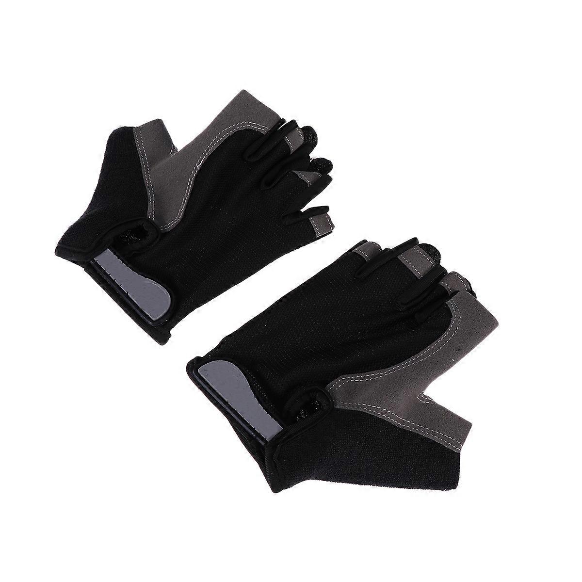 Black Fingerless Gloves for Cycling Protection 2Pcs