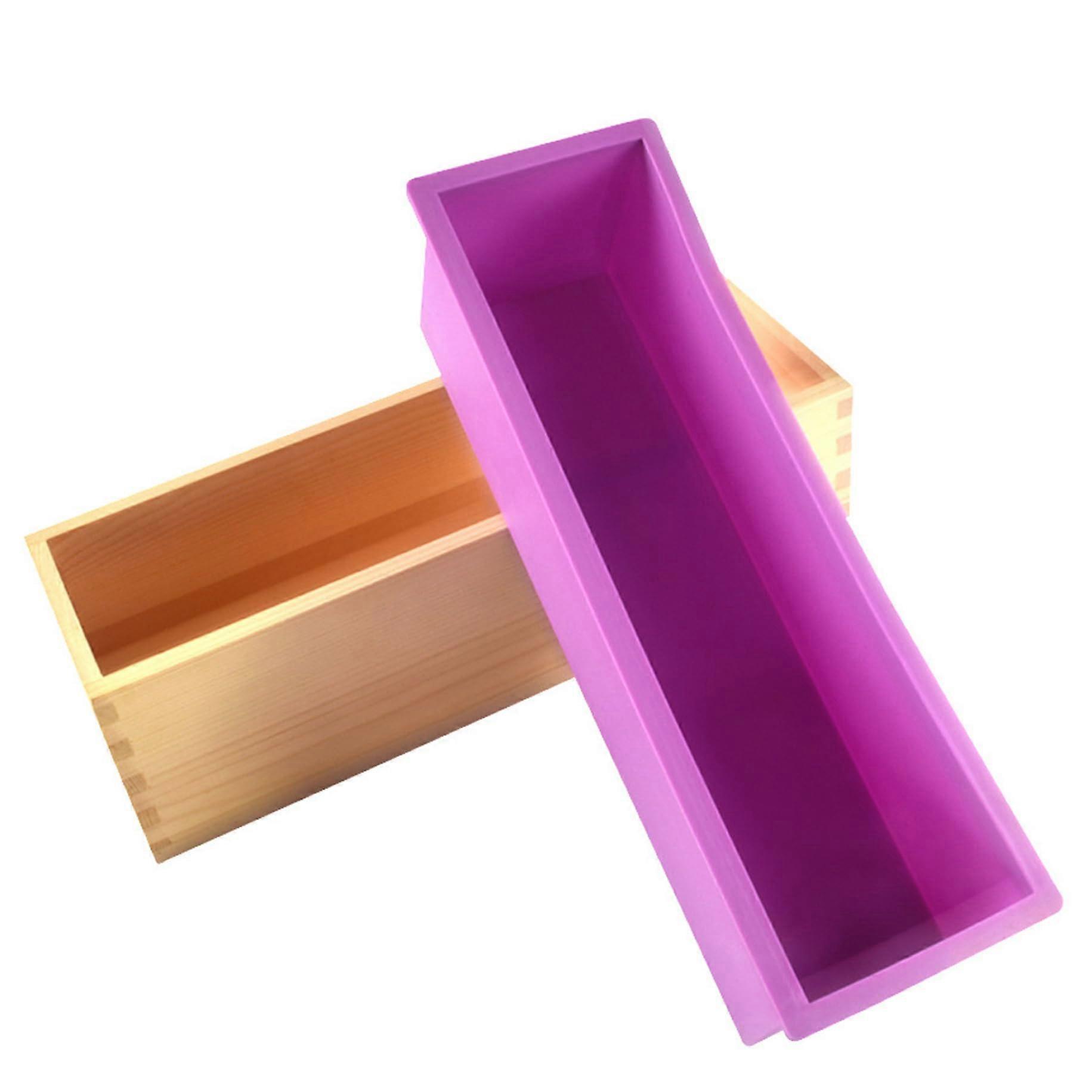 Silicone Soap Mold with Wooden Box 1200ml Rectangular Food Grade Easy Release for DIY