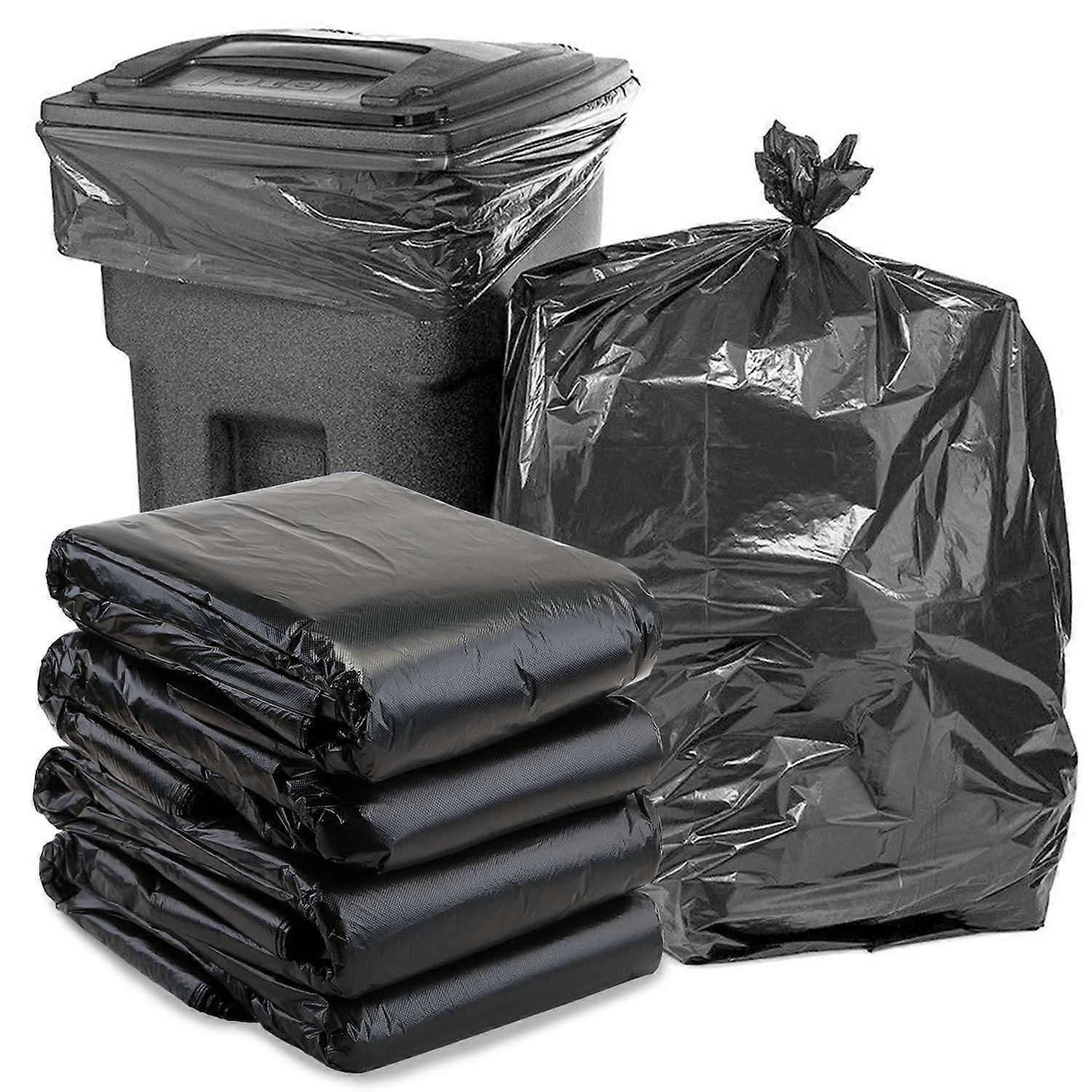 65 Gallon Heavy Duty Trash Bags Black, Extra Large TearResistant Outdoor Garbage Liners, 25 Pack