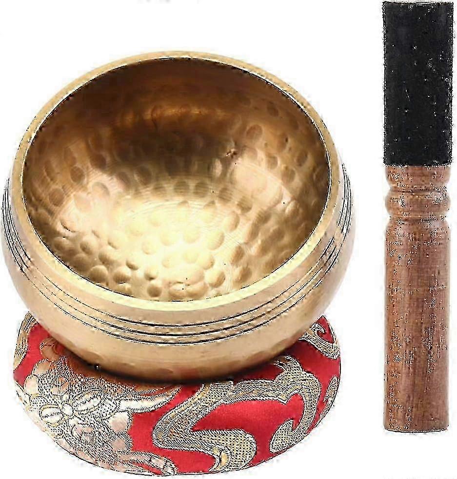 Original Tibetan singing bowl, handmade singing bowl, singing bowl set with leather clapper and singing bowl cushion, singing bowl for yoga, reciting