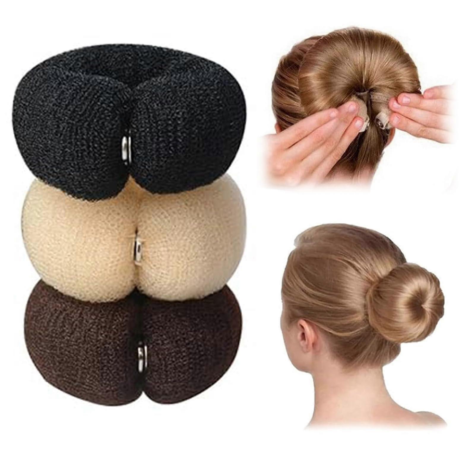 3 Pcs Hair Bun Maker Set for Women, DIY Donut Foam Ring Shaper with Secure Snap Closure, MultiColor