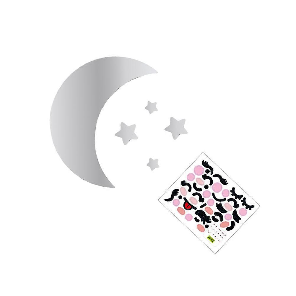 Moon Mirror Sticker Acrylic Wall Ornament with Adhesive 3Sets