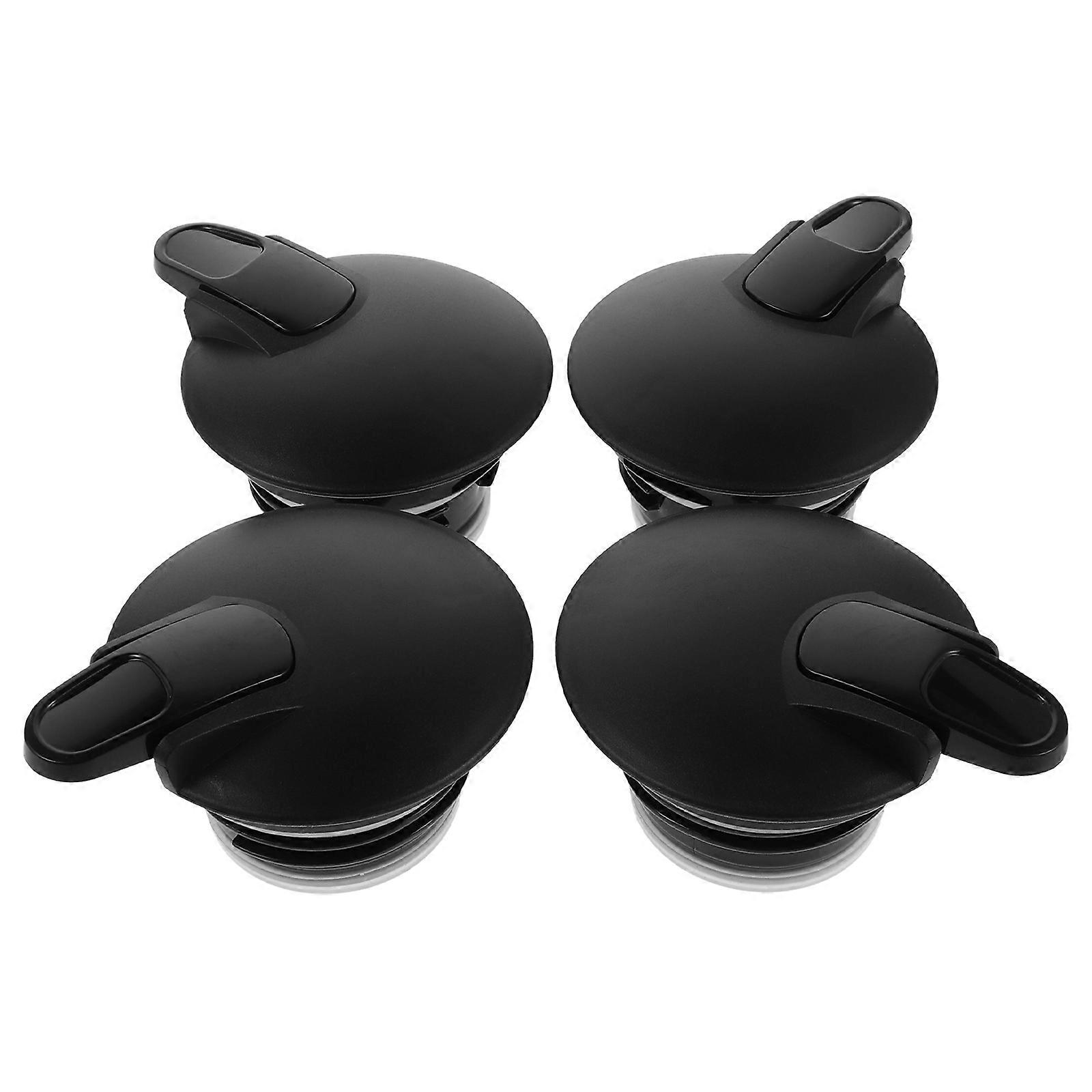 4Pcs Set Black Coffee Pot Lid Replacement for Spill Prevention and Insulation