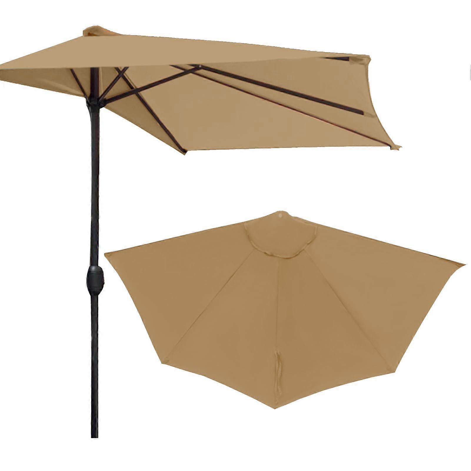 Half Umbrella Patio Canopy with Generous Sun Protection, SpaceSaving Design for Balcony, Deck, Khaki
