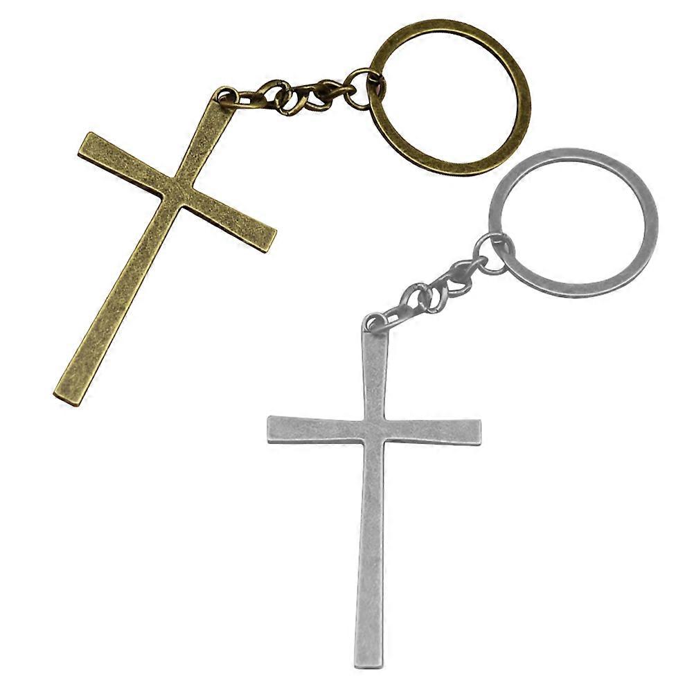 Cross Keychain for Purse 2Pcs Small Metal Decorative Key Chains