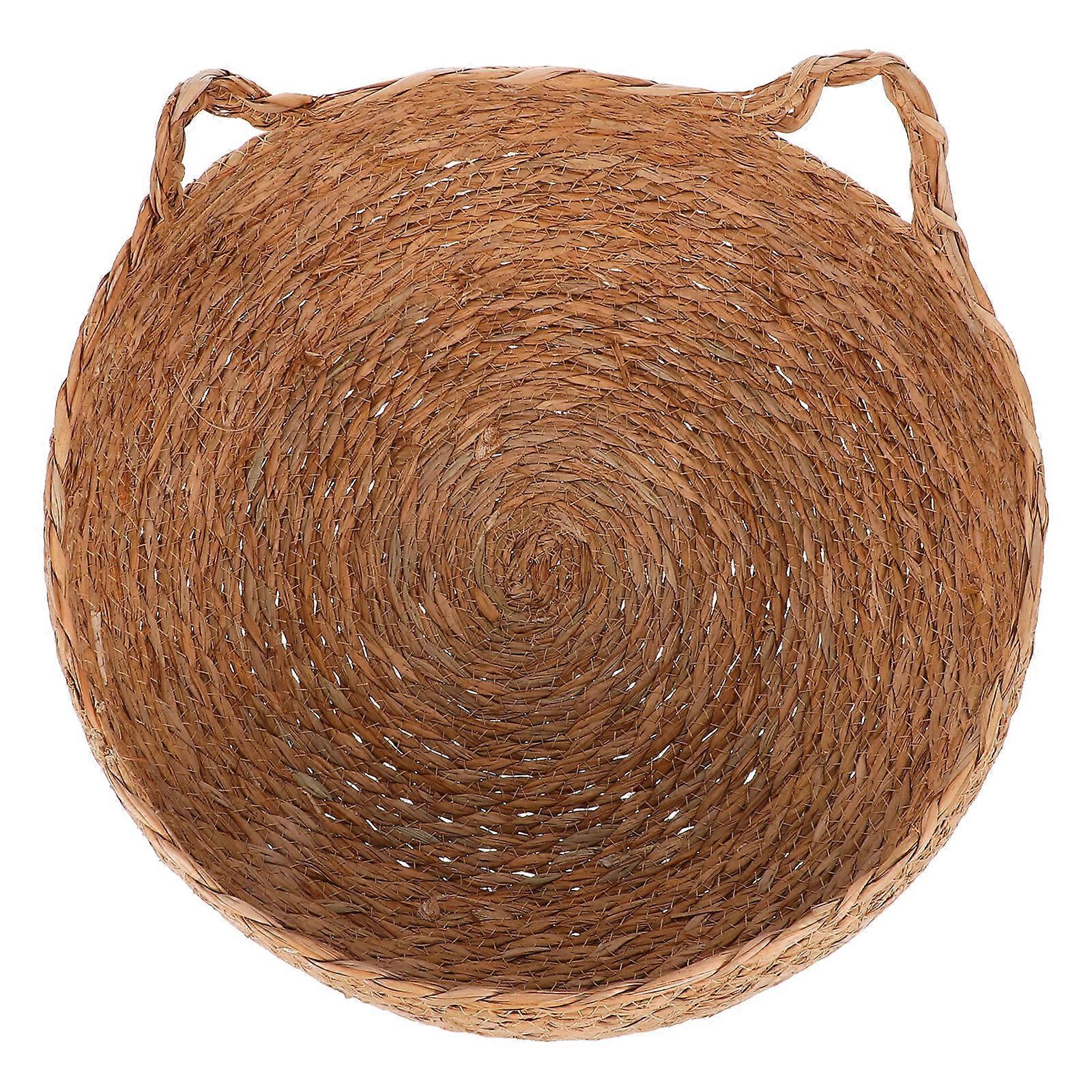 Khaki Handwoven Cat Bed for Use Durable Round Nest