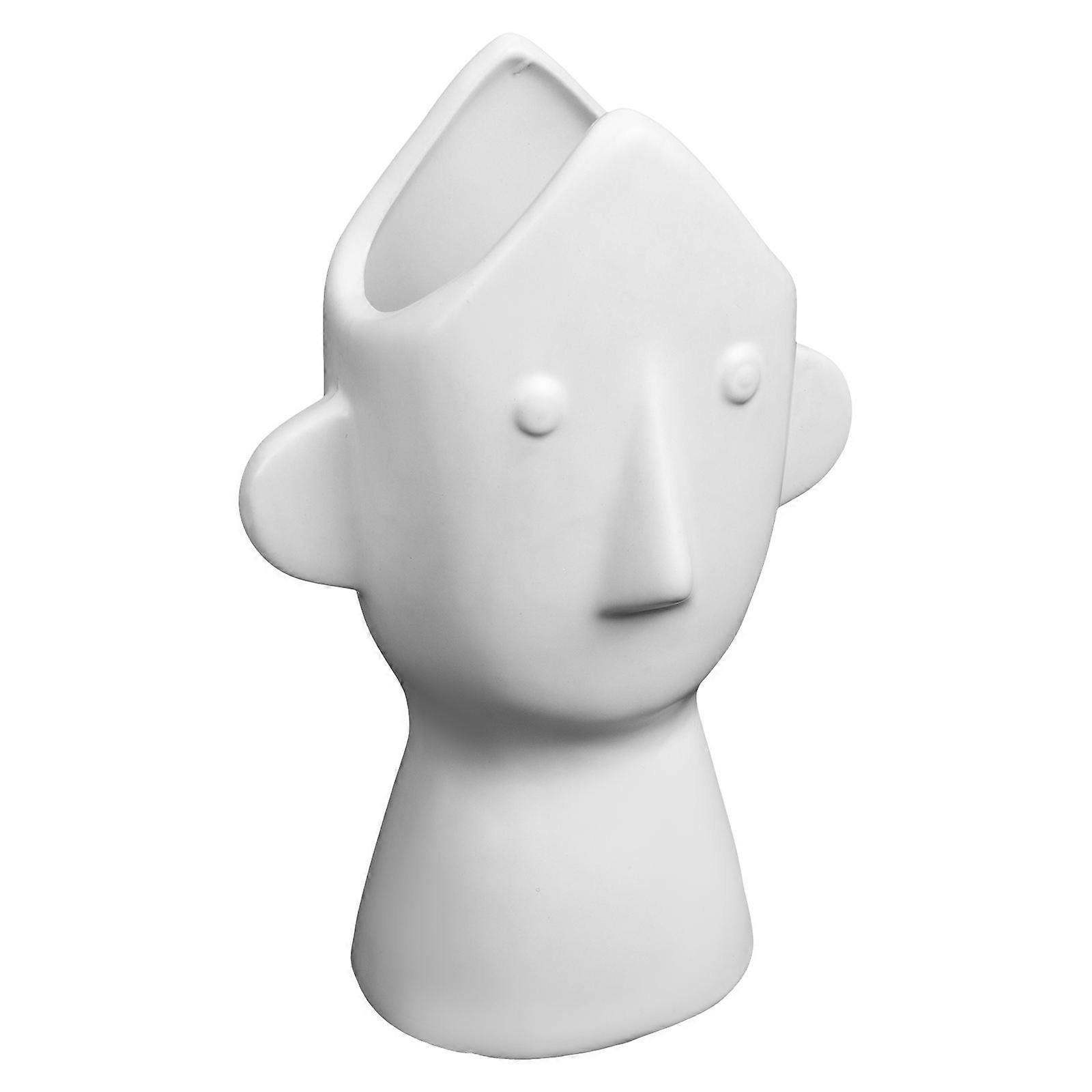 Creative Ceramic Human Face Vase for Home Decoration White Vase