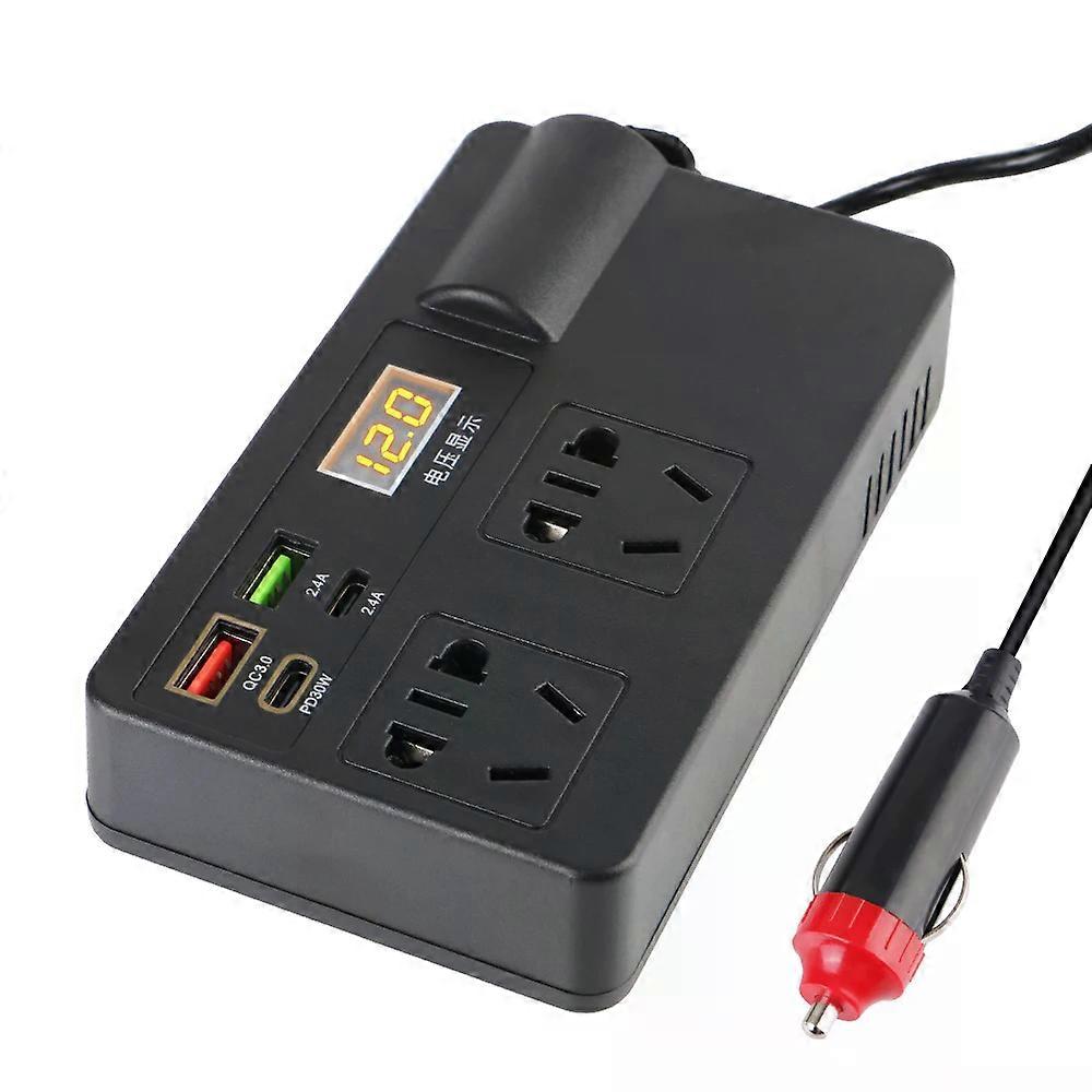 Car Inverter Power Adapter 200W DC 12V/24V to AC 220V Converter QC 3.0 USB/PD/Type-C Chargers Voltage Detection ON/OFF Switch