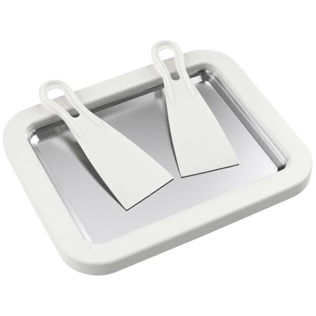 Rolled Ice Cream Maker Pan with 2 Scrapers, QuickFreeze NonElectric DIY Dessert Plate for Kids and Adults
