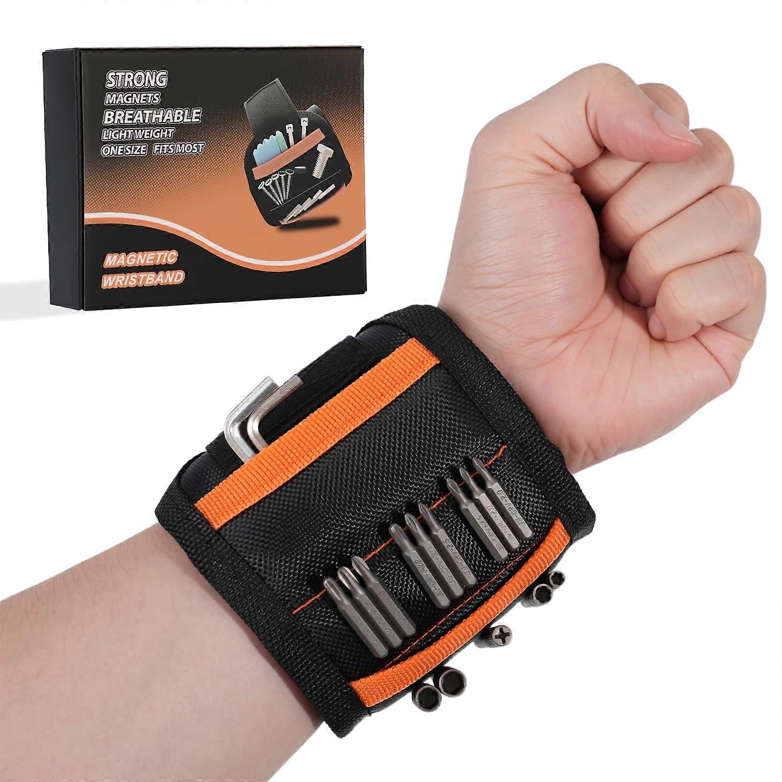 Magnetic Tool Wristband with 15 BuiltIn Magnets and Pockets for Screws, Nails, DIY, Home