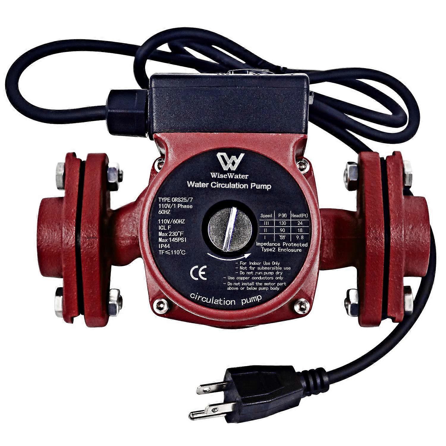 110V 130W Hot Water Recirculating Pump, ThreeSpeed 1 Inch NPT Flange Circulator for Boiler and Radiant Heating