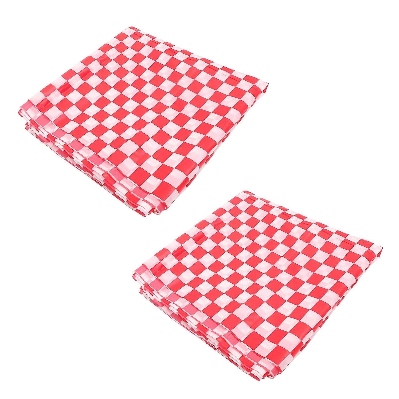 4Pcs Checkered Tablecloth Plastic for Decoration Red Rectangular Covers