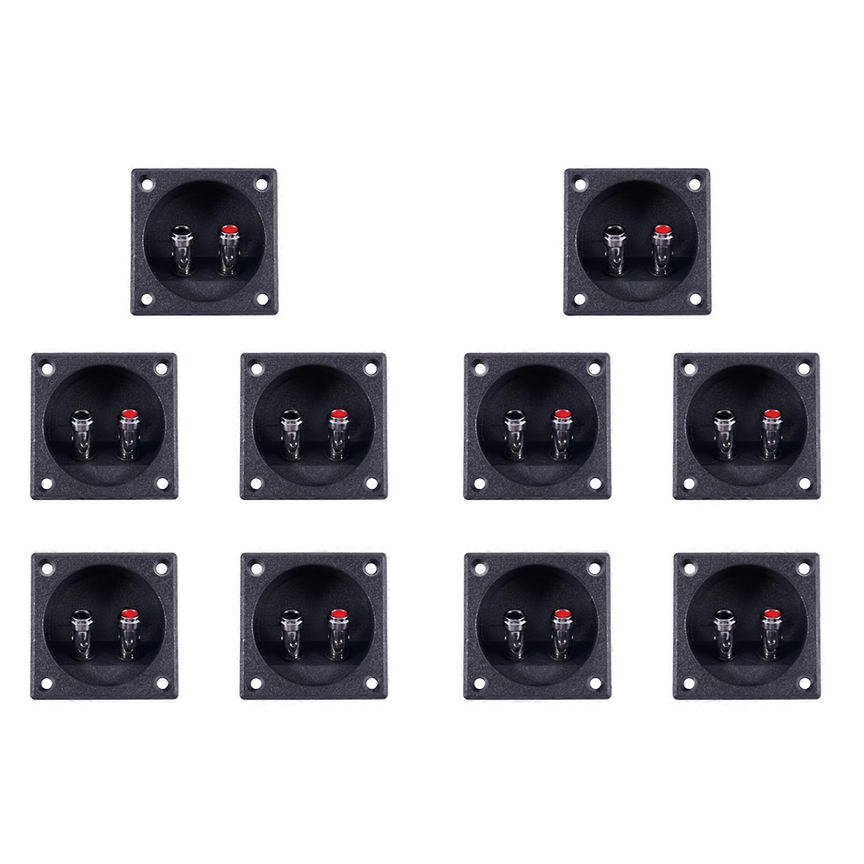 10X Square Shape Double Binding Post Type Speaker Box Terminal Cup Black