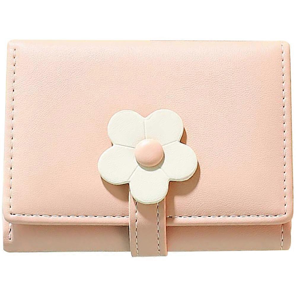 Student Flower Pattern Wallet for Storage Use Pink Cute Design