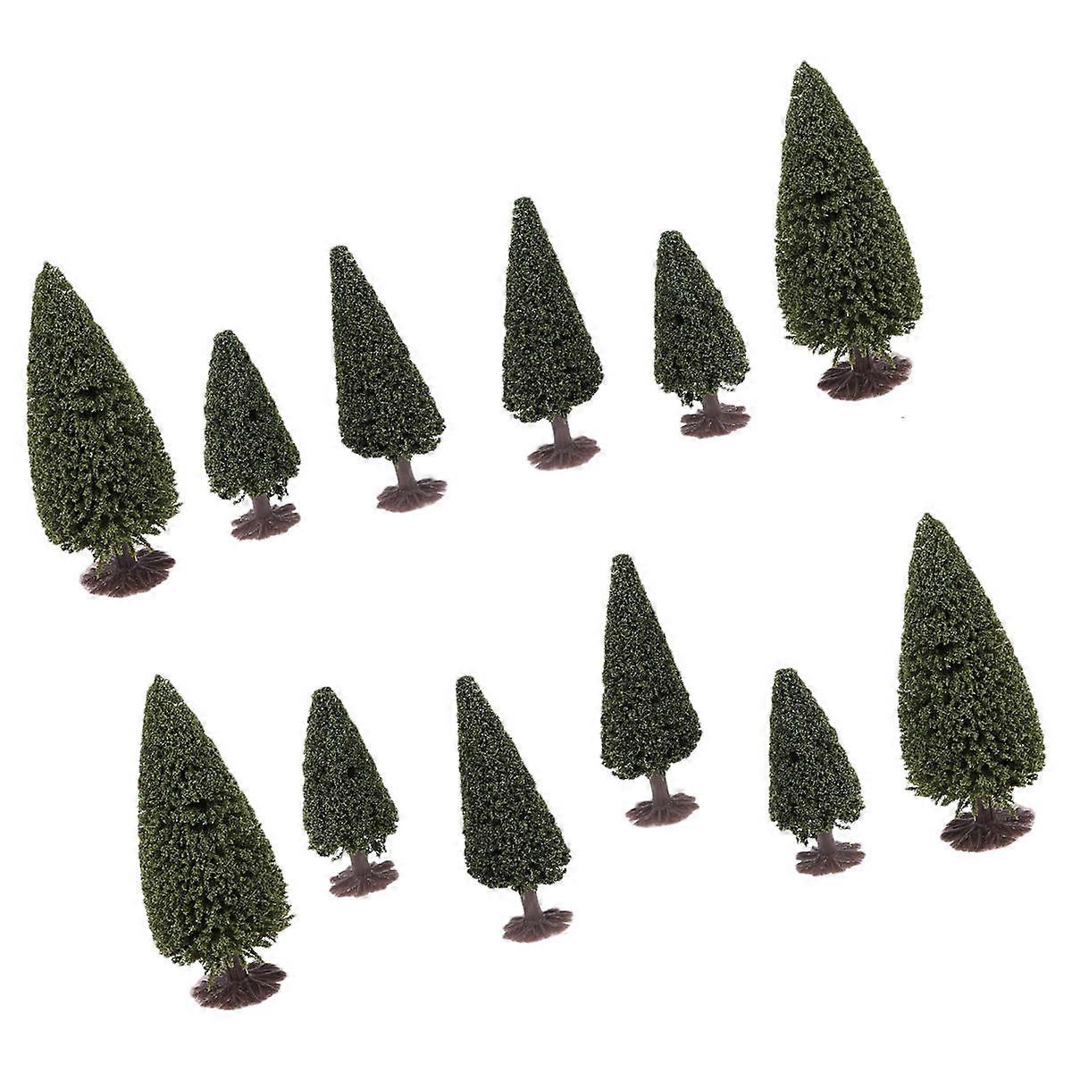 Model Cedar Tree for Landscape Decoration 15Pcs Green Trees Set