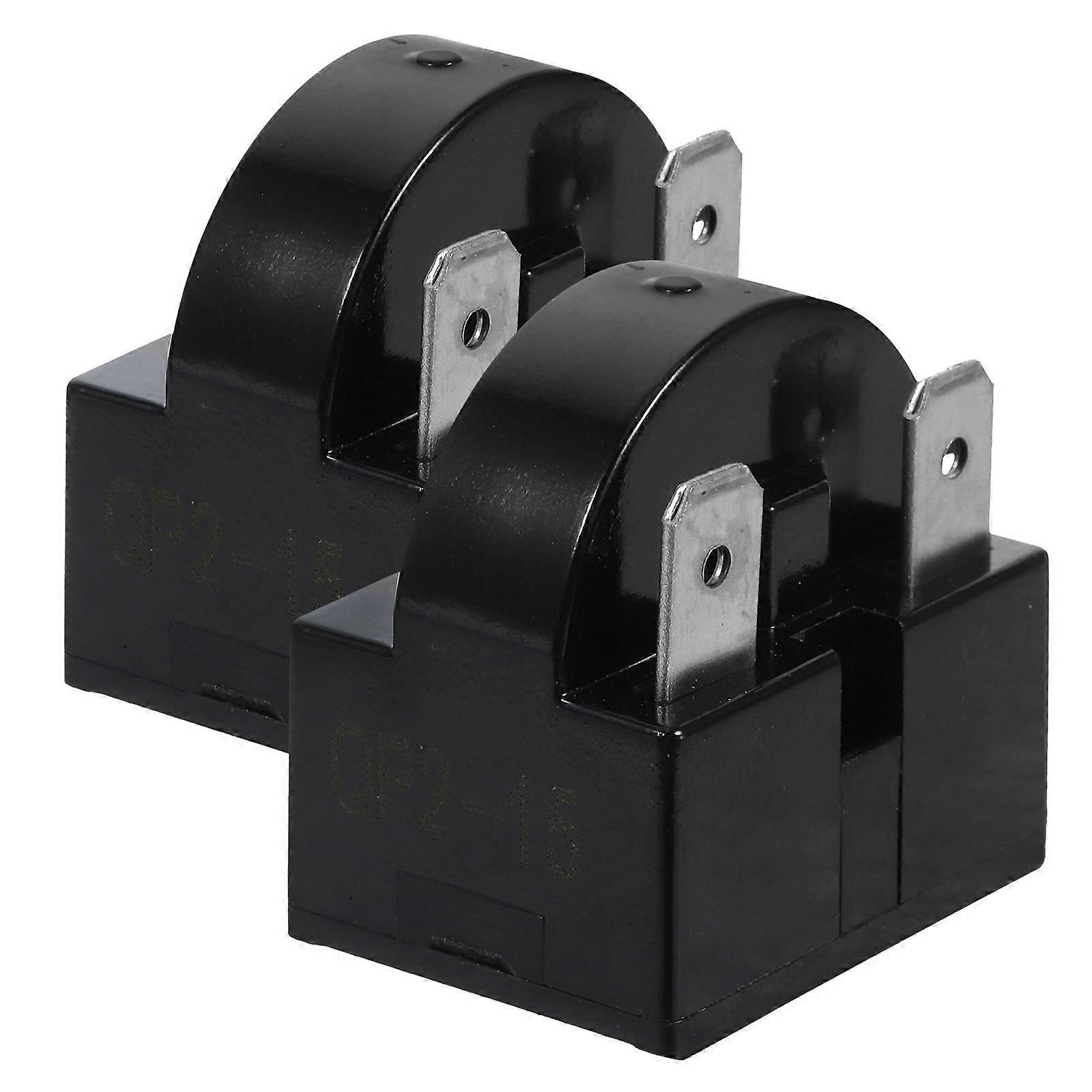 Ptc Starter Refrigerator Overload Protector for Compressor 2Pcs Black Set