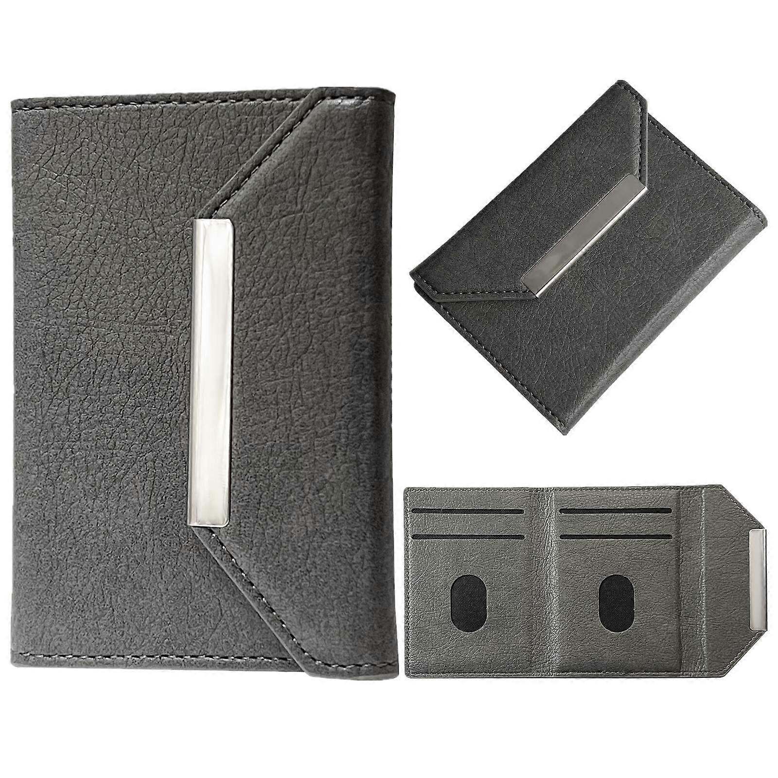 Solid Color PU Leather Card Bag Hardware Design 4 Card Slots Organizer