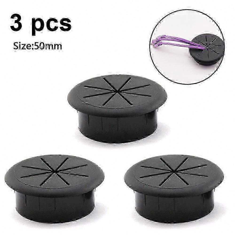 3-Pack Cable Management Grommets for Desk, Black Wire Hole Covers