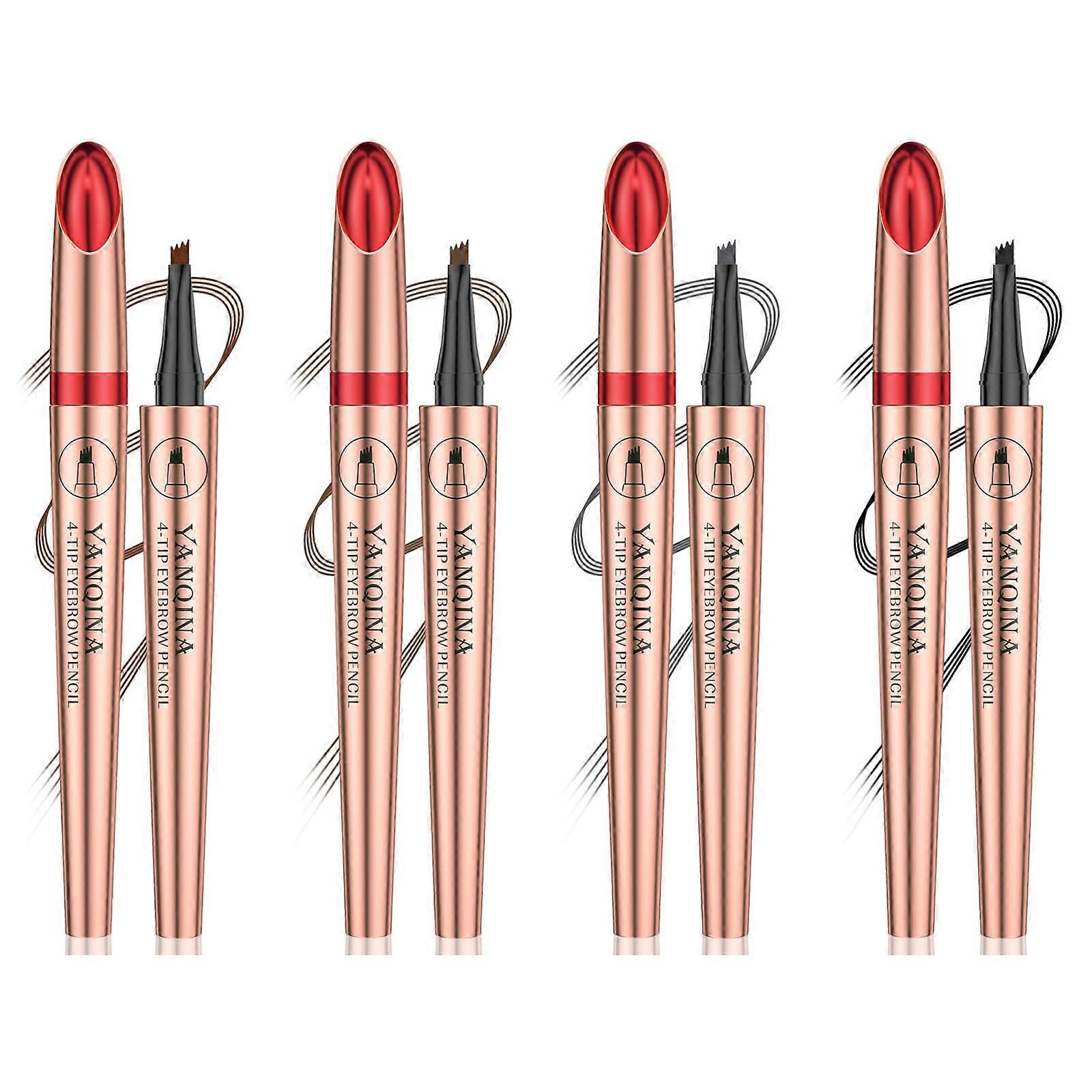 4 Pcs Waterproof Microblading Eyebrow Pencil with 4 Tip MicroFork for Natural Long Lasting Brows