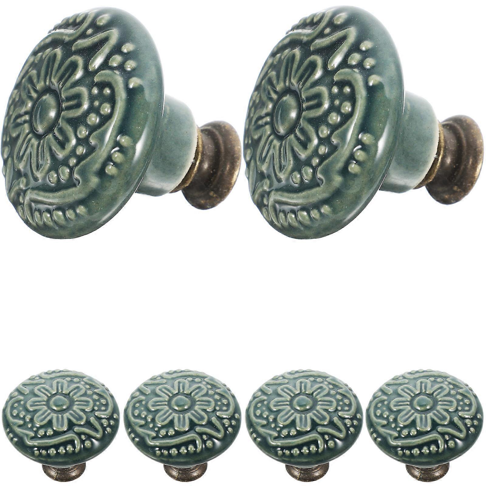 Light Green Ceramic Cabinet Knobs Decorative 6Pcs for Drawer and Dresser Use