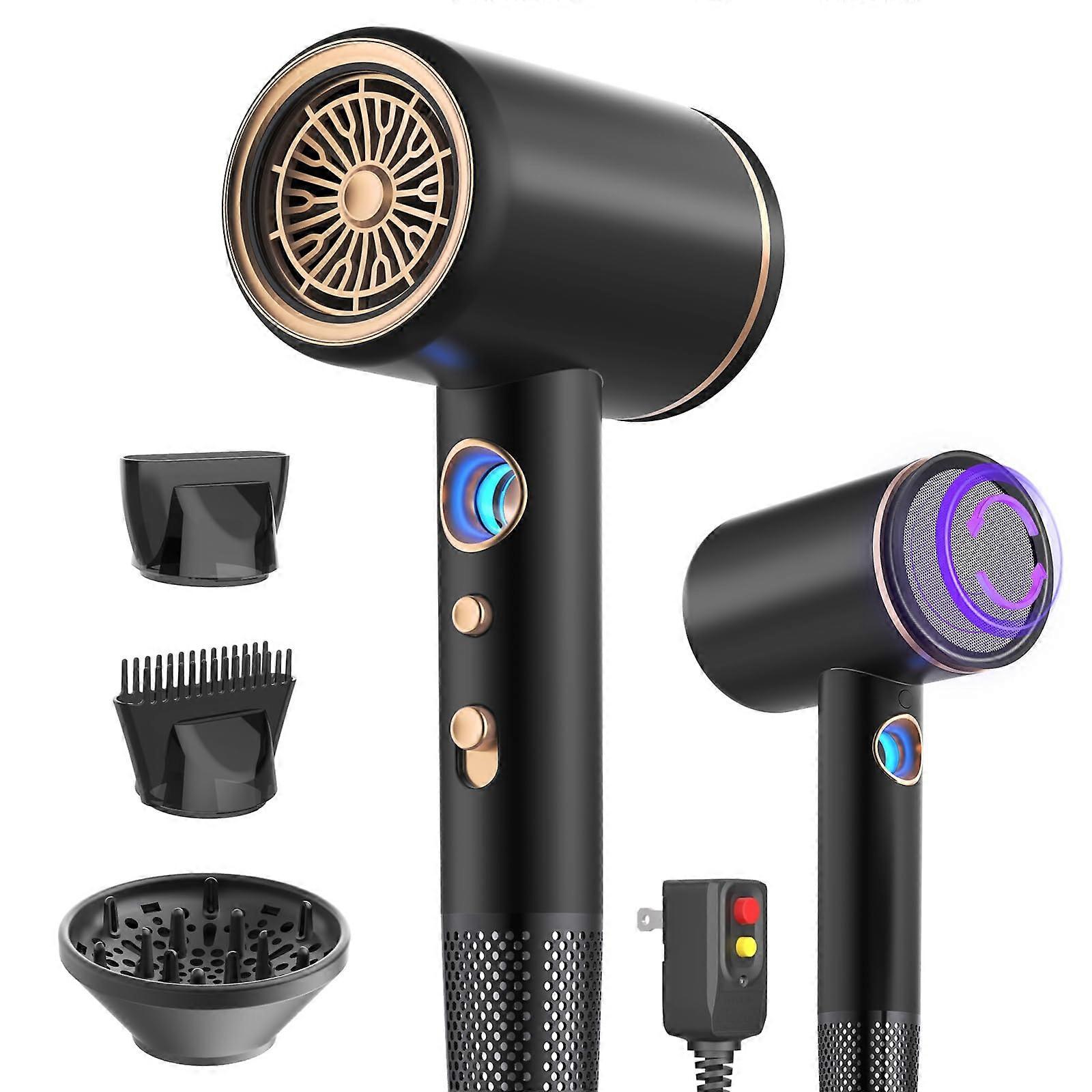 Professional Ionic Hair Dryer 1600W with Diffuser and Concentrator, Fast Dry, Low Noise, Cold Shot