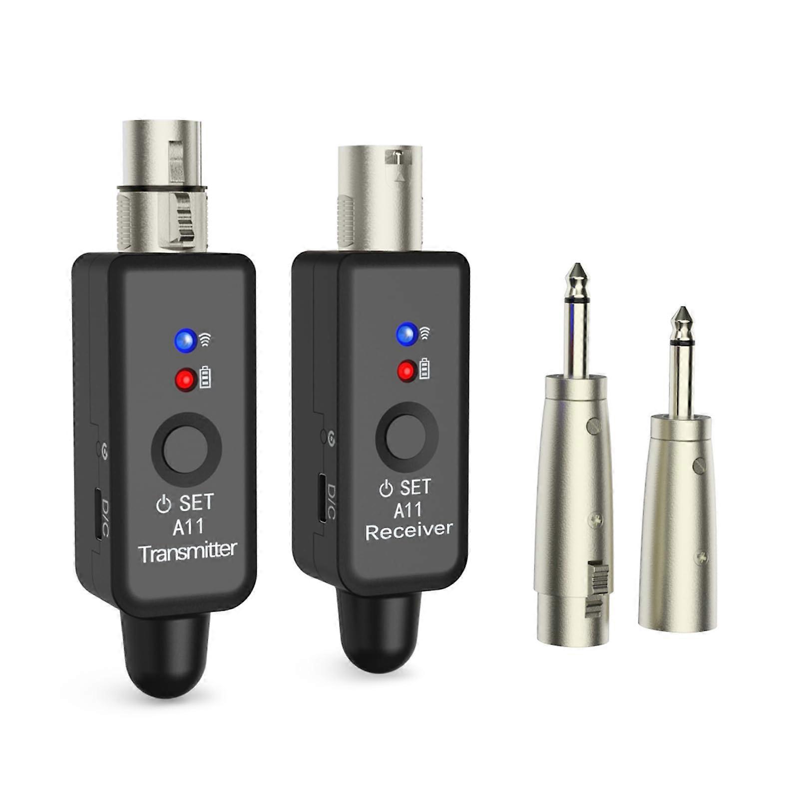 A11 Wireless Microphone System 2.4GHz XLR Transmitter Receiver 100ft Range UltraLow Latency Rechargeable
