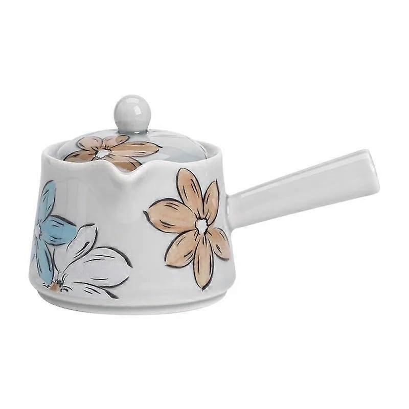 Chinese Ceramic Teapot with Side Handle, Blossom Design, Large Capacity, AntiDrip Spout