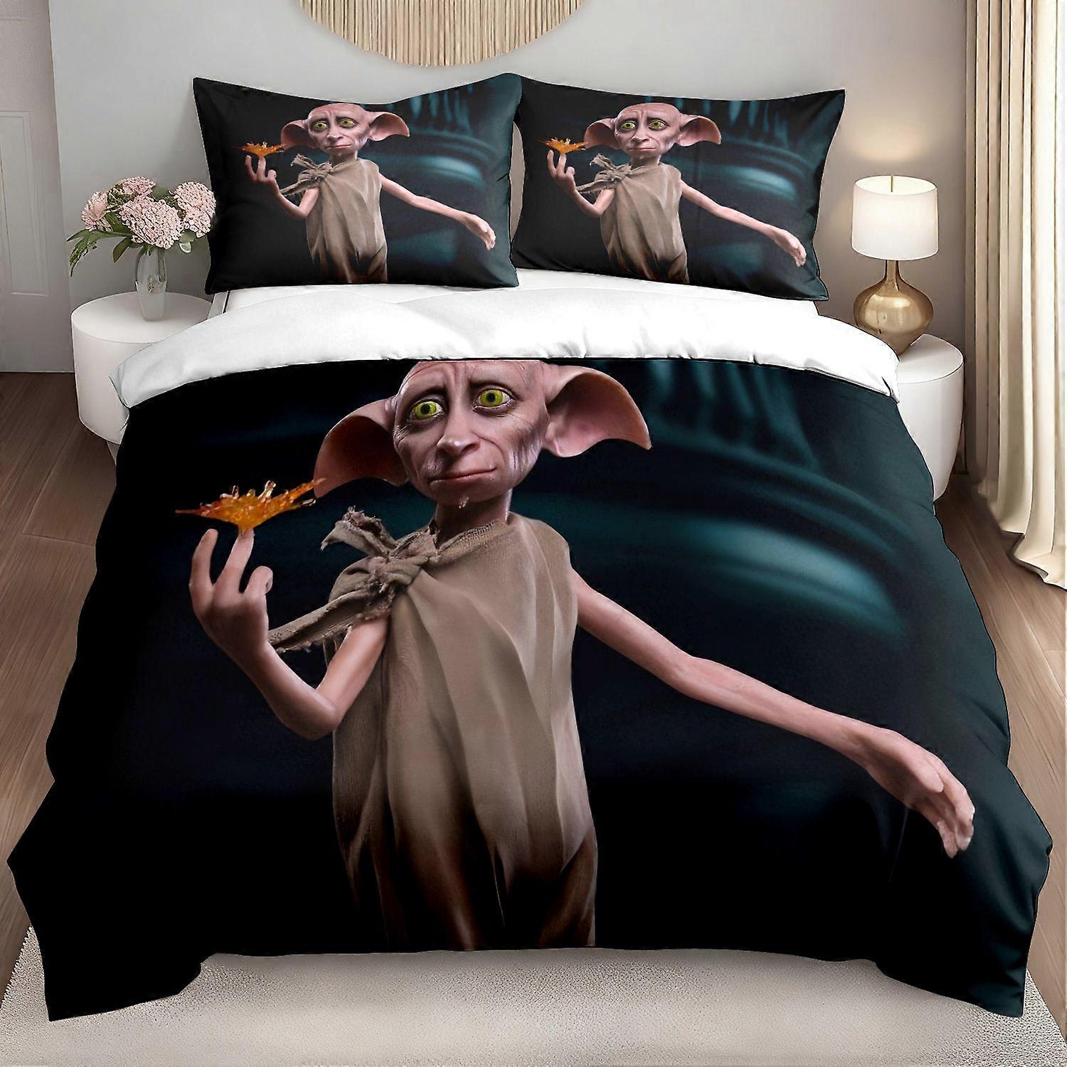 3pcs Bedding set Dobby House Elf Print Duvet Cover Set | Magical Wizard Bedding Polyester