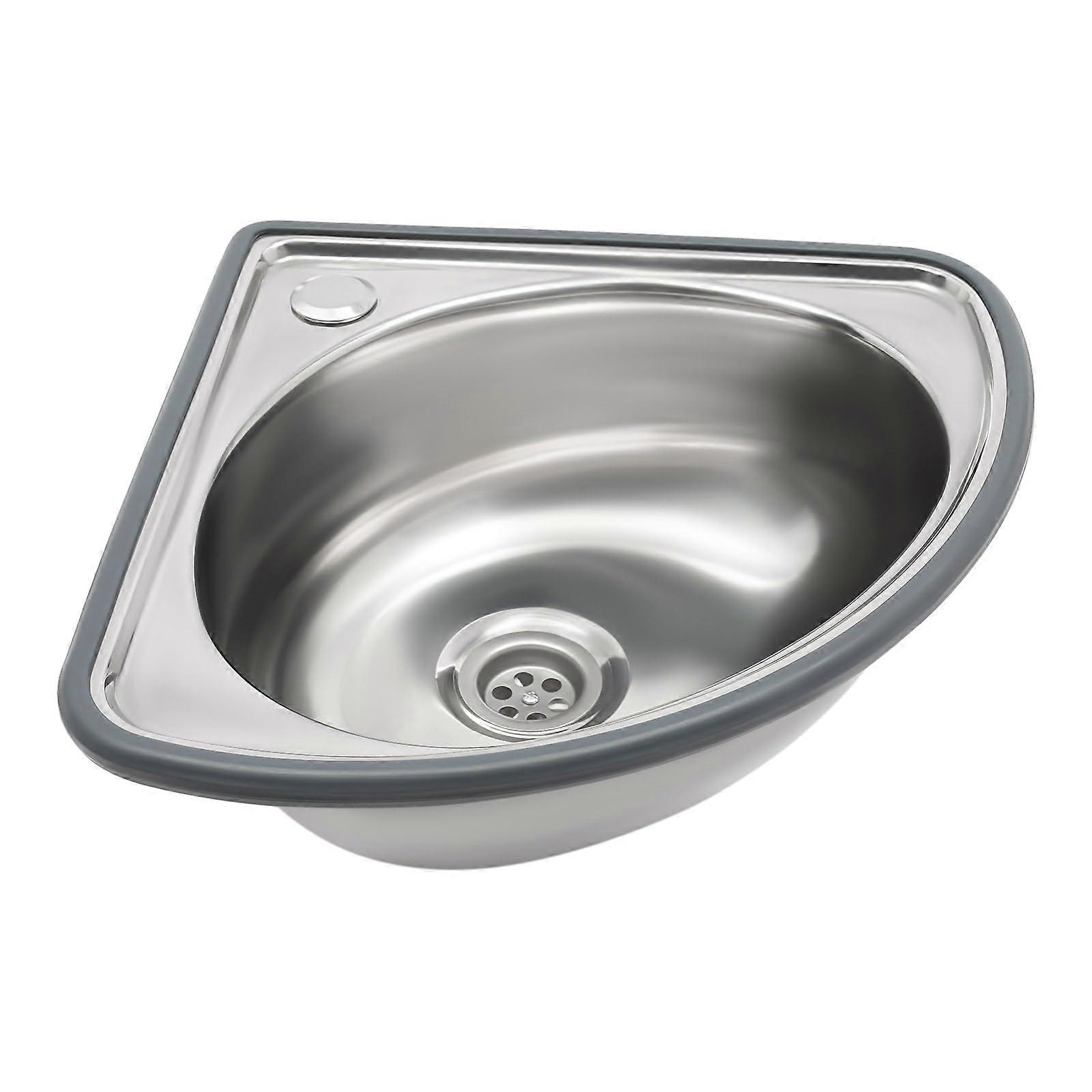 Wall Mounted Corner Sink Stainless Steel Hand Basin Rustproof Triangular Bowl for Kitchen Bathroom RV