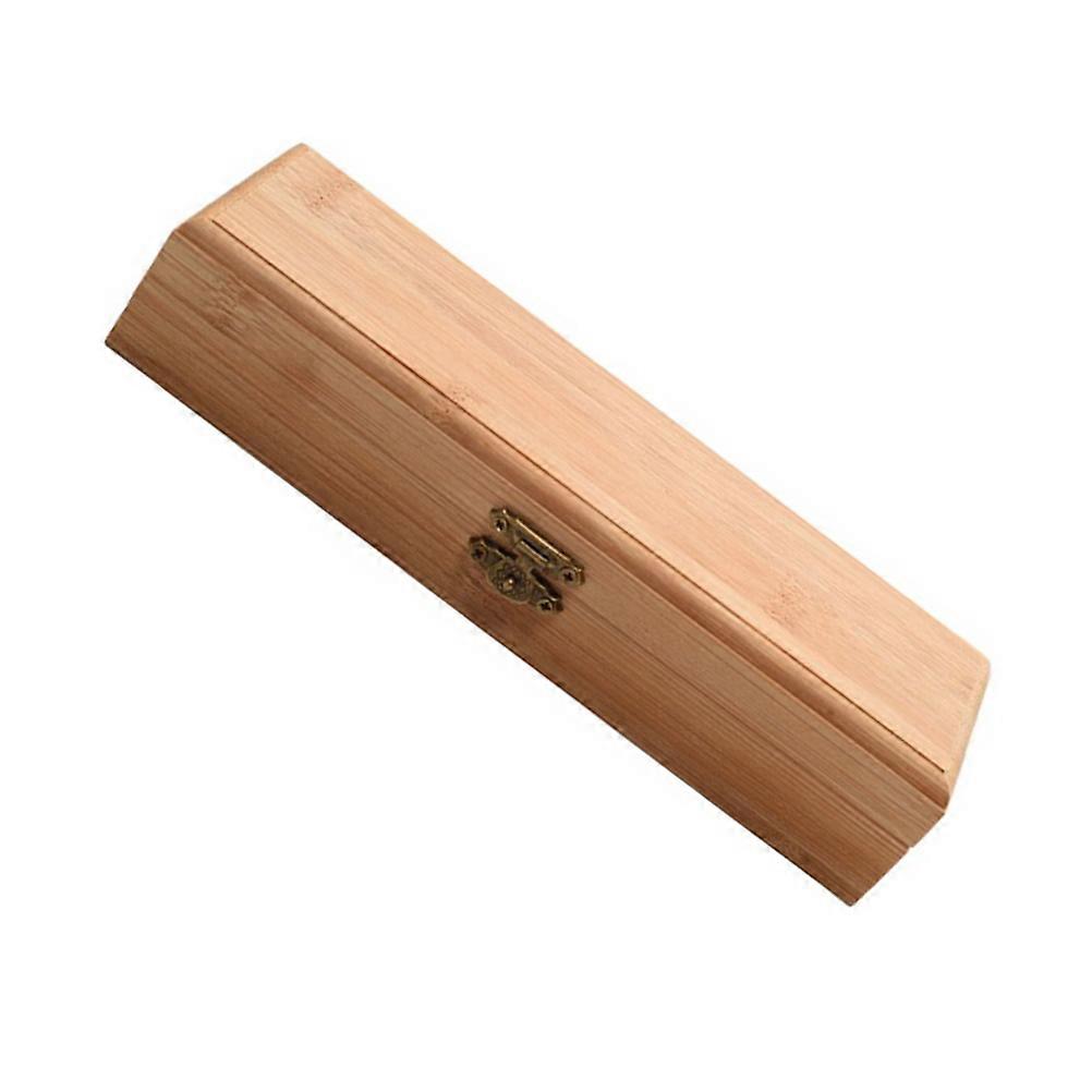 Craft Storage Box Bamboo Rectangular Multi-purpose Khaki 21.50X6.50X4.00CM Large Capacity 1Pcs
