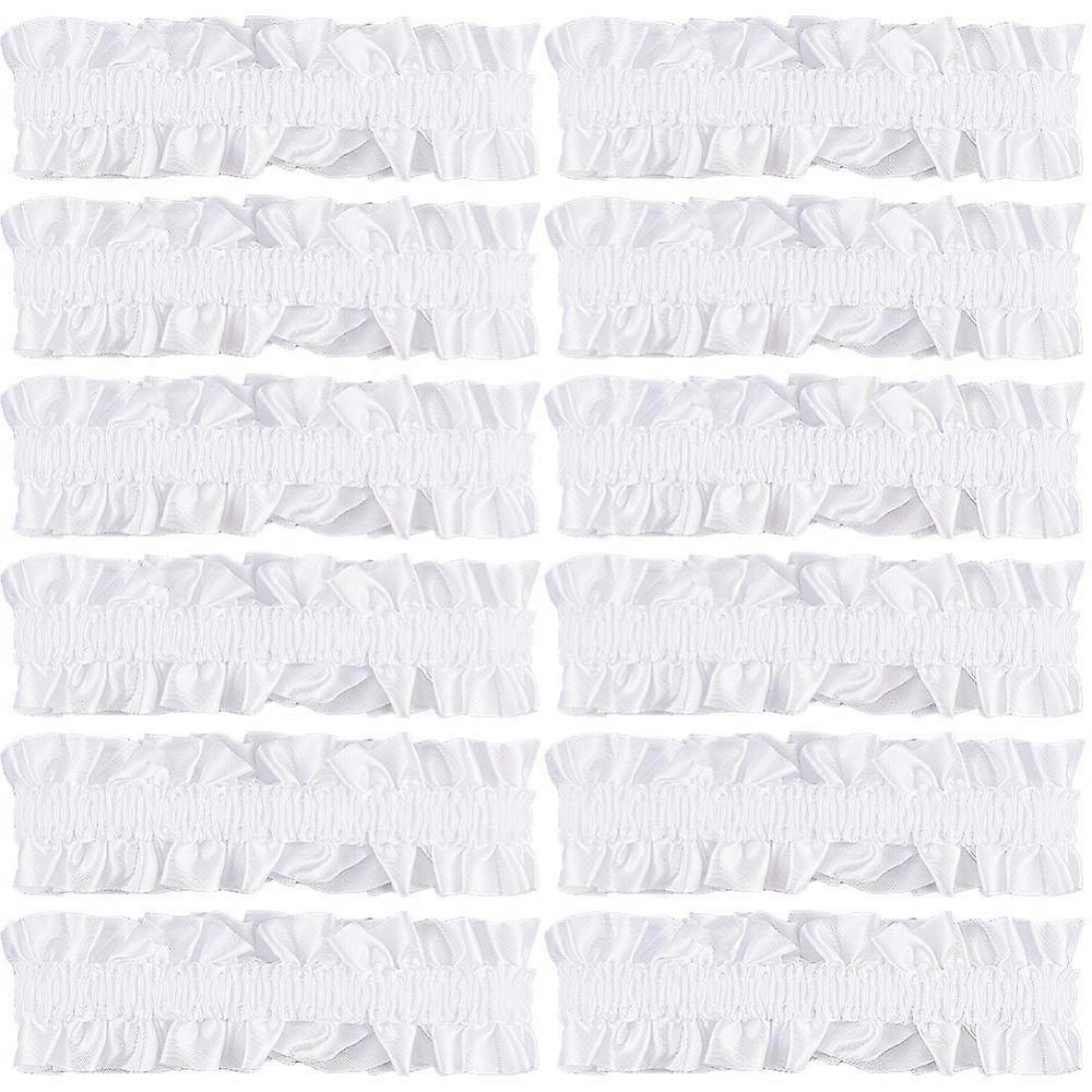 Polyester Elastic Garters Anti-slip Armbands Garment Accessories White 37mm.