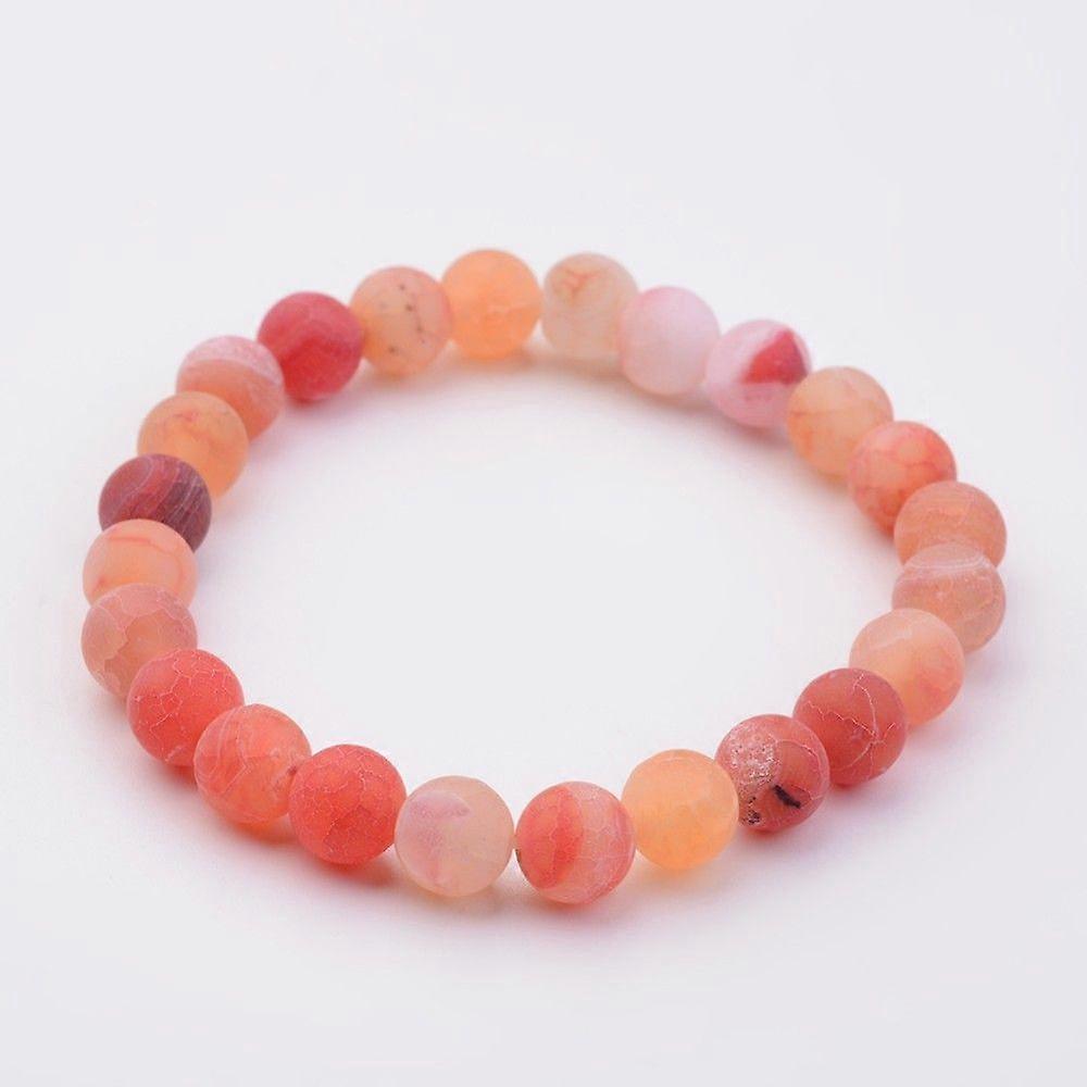 Natural Weathered Agate Stretch Beads Bracelets Tomato 2 inch(50mm)