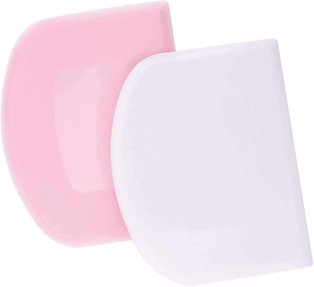 2 Pcs 12x9.5cm Dough Scraper Card Dough Cutter Bowl Scraper Dough Bread Cutter For Decorating Baking Cake (pink, White)