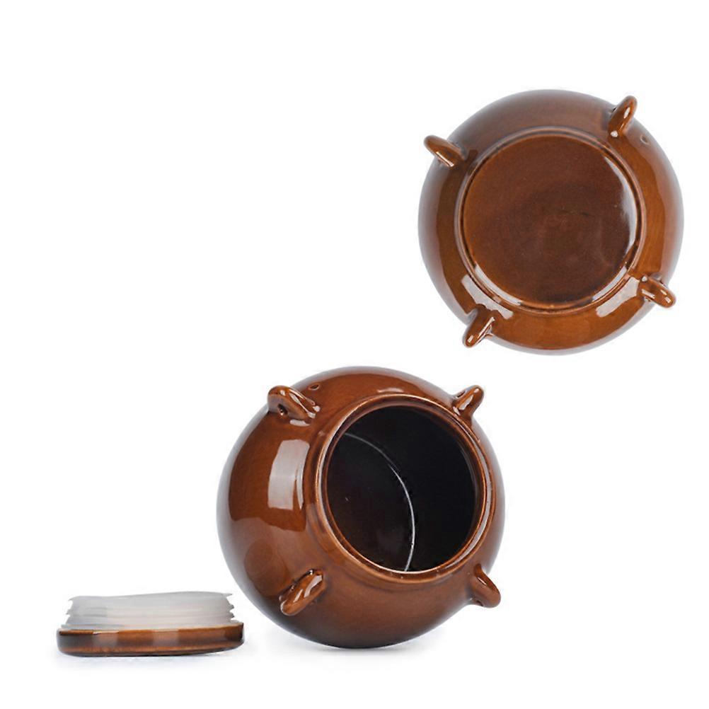 Coffee Ceramic Honey Pot with Lid for Storage 500ml Kitchen Jar