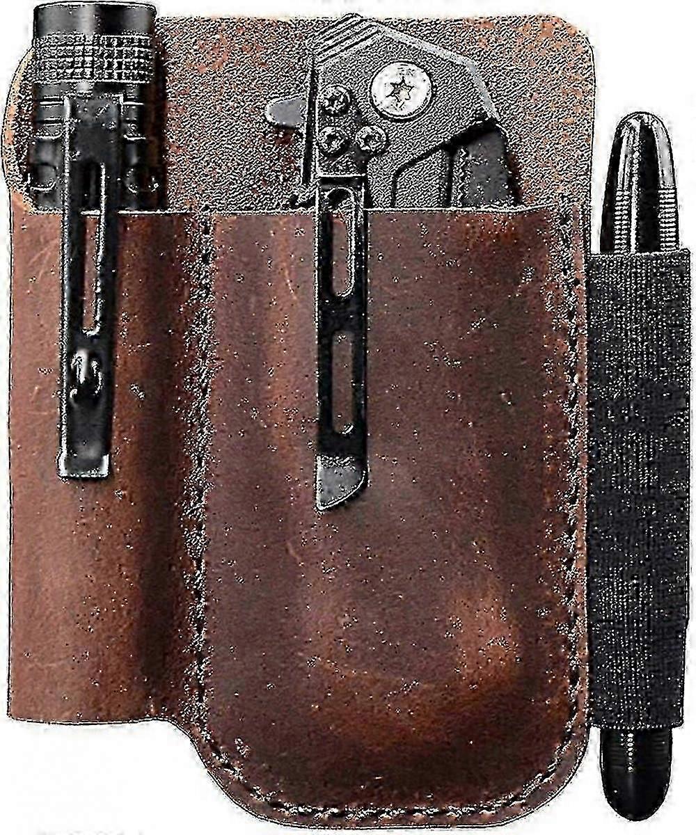 Leather Knife Sheath Organizer Pouch - Full Grain Leather