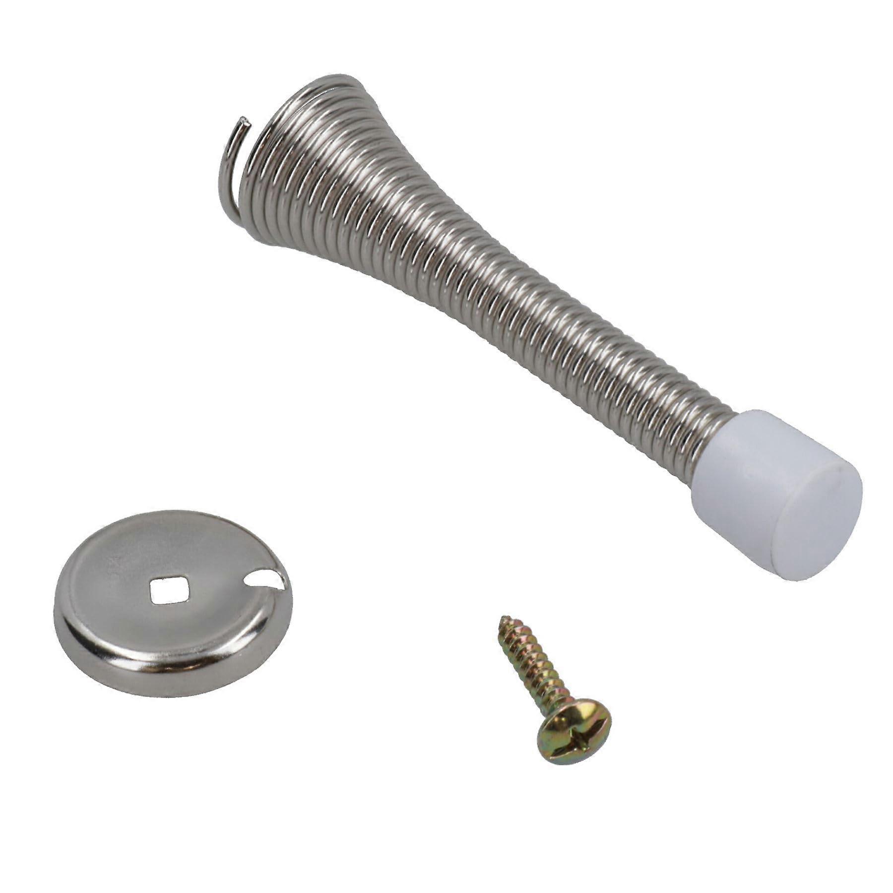 Spring Door Stop Wall Protector with Screw Mount, Noise Reducing Cushion, Compact Spring Design