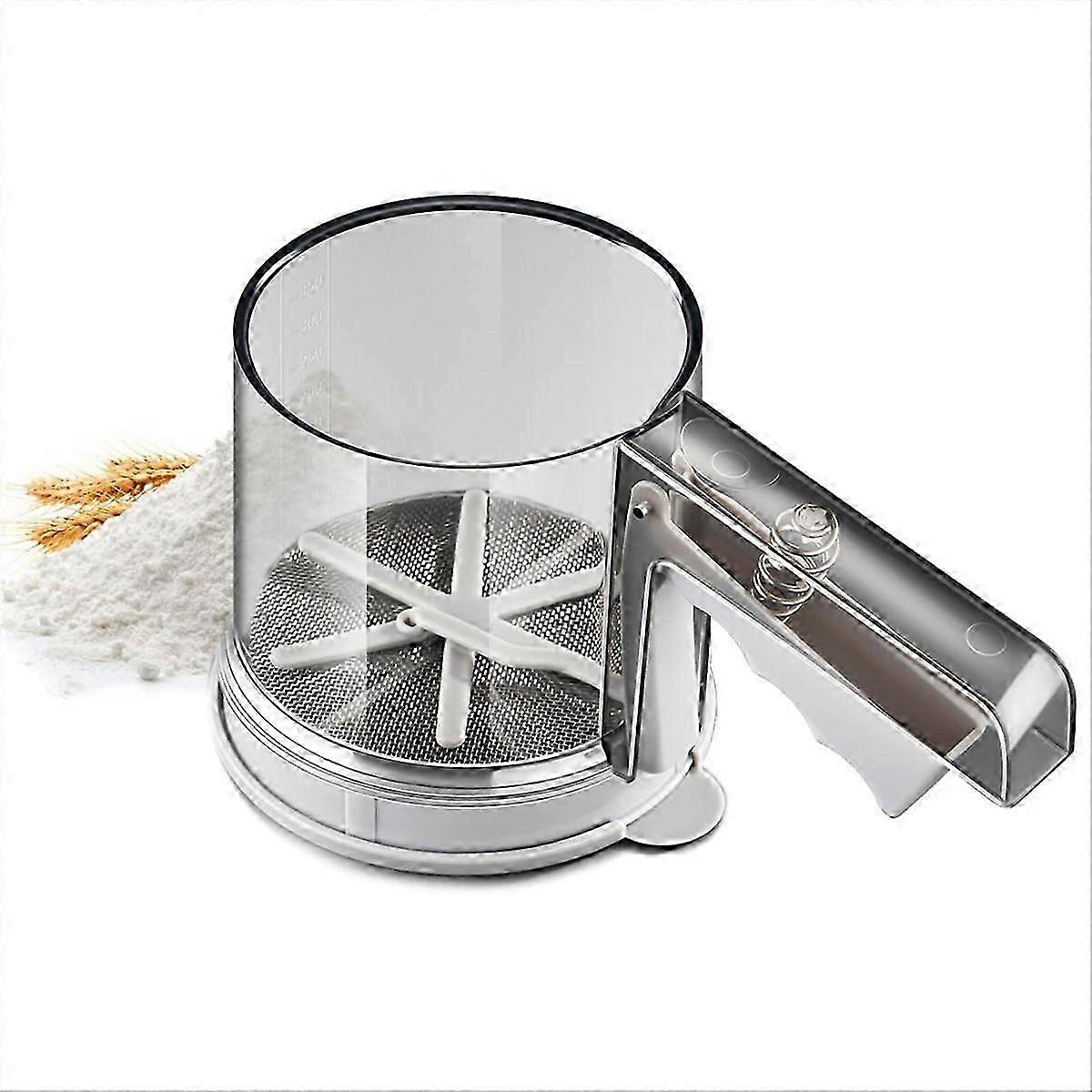 Semi-Automatic Flour Sifter Hand ,Plastic Baking Sieve Cup