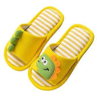 Pantufas infantis com estampa de dinossauro, bico aberto, confortáveis ​​em algodão, para meninos e meninas de 5,5 a 6 anos, para uso interno.