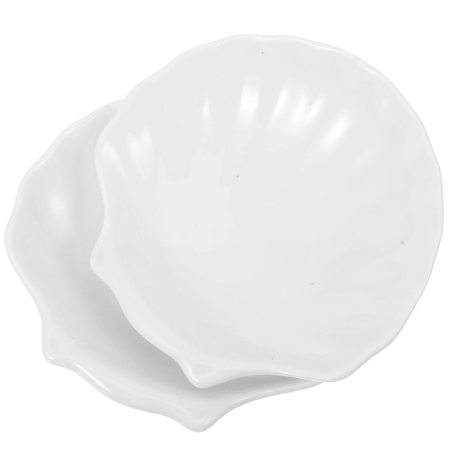 Shell Dessert Plate White Ceramic for Holding Appetizer 2Pcs Serving Plate