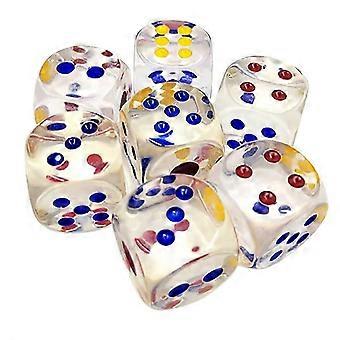 25mm Jumbo Dice with Colored Dots,6-Sided Transparent Dice,Fun Six-Sided Gaming Dice for Farkle,Other Dice Games,10Pcs JH4