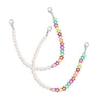 1 par de correntes para tênis femininos com pérolas e estrelas para decoração de calçados.