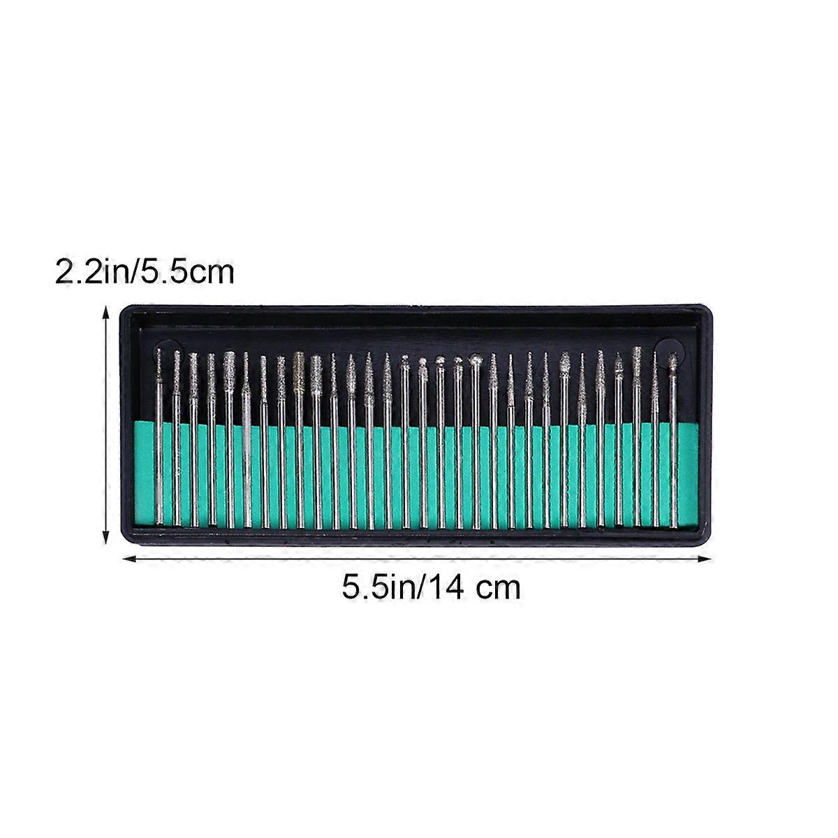 30pcs 2.35mm Diameter Diamond Mounted Point Grinding Bits Heads