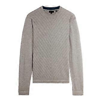 Ted Baker Mens Chevron Ribbed Collar Long-Sleeved Jumper