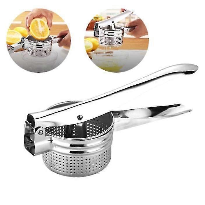 Manual Citrus Juicer, Stainless Steel Lemon Lime Orange Press Squeezer, Fruit Juice Maker with Built-in Strainer, Ergonomic Handles